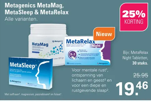 Aanbieding: Metagenics MetaMag, MetaSleep & MetaRelax