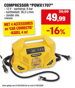 Promotie: Powerplus POWX1707 compressor 120W