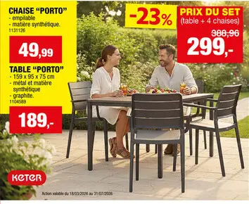 Offre: Keter Porto chaise de jardin graphite