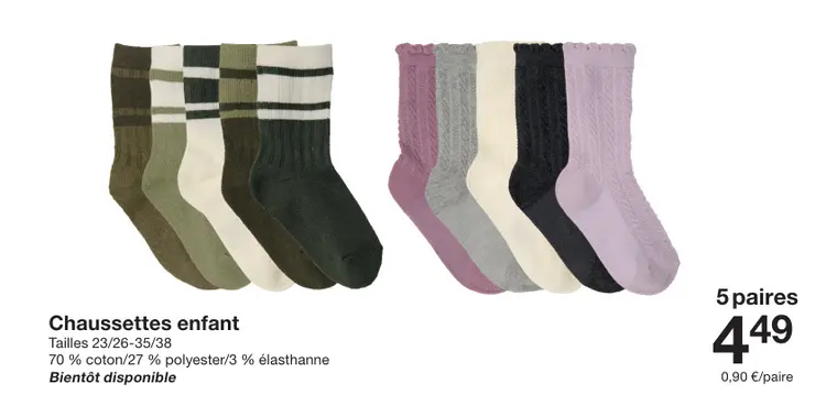 Offre: Chaussettes enfant