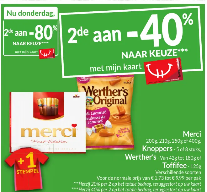 Promotie: Merci, Knoppers, Werther's, Toffifee