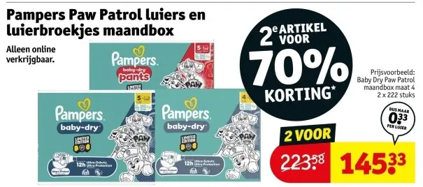 Aanbieding: Paw Patrol luiers en luierbroekjes maandbox