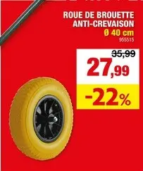 Offre: AVR roue de brouette increvable 400mm jaune jante en matière synthétique