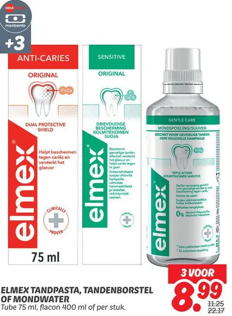 Elmex tandpasta, tandenborstel of mondwater