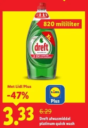 Aanbieding: afwasmiddel platinum quick wash