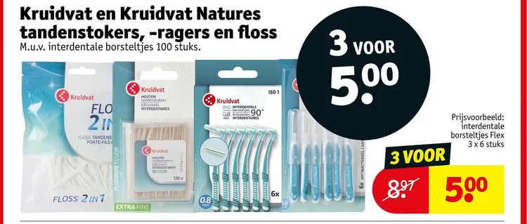 Aanbieding: Kruidvat en Kruidvat Natures tandenstokers, -ragers en floss