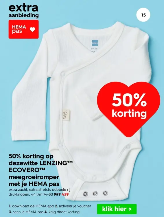 Aanbieding: Witte LENZING™ ECOVERO™ meegroeiromper