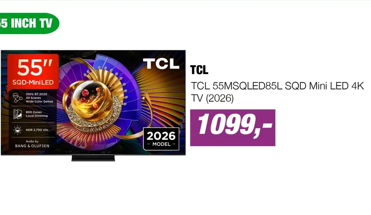 Aanbieding: TCL 55MSQLED85L SQD Mini LED 4K TV (2026)