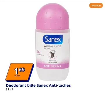 Offre: Déodorant bille Sanex Anti-taches
