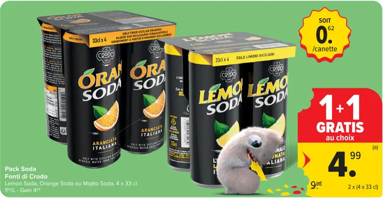 Offre: Fonti di Crodo Pack Soda Lemon Soda, Orange Soda ou Mojito Soda