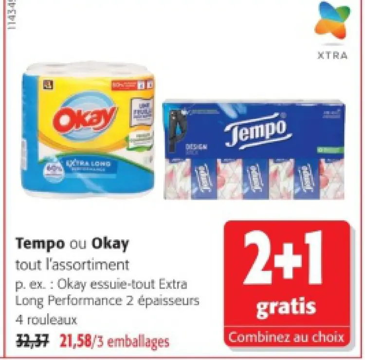 Offre: Tempo ou Okay tout l'assortiment
