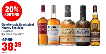Aanbieding: Glendronach, Benriach of Monkey Shoulder