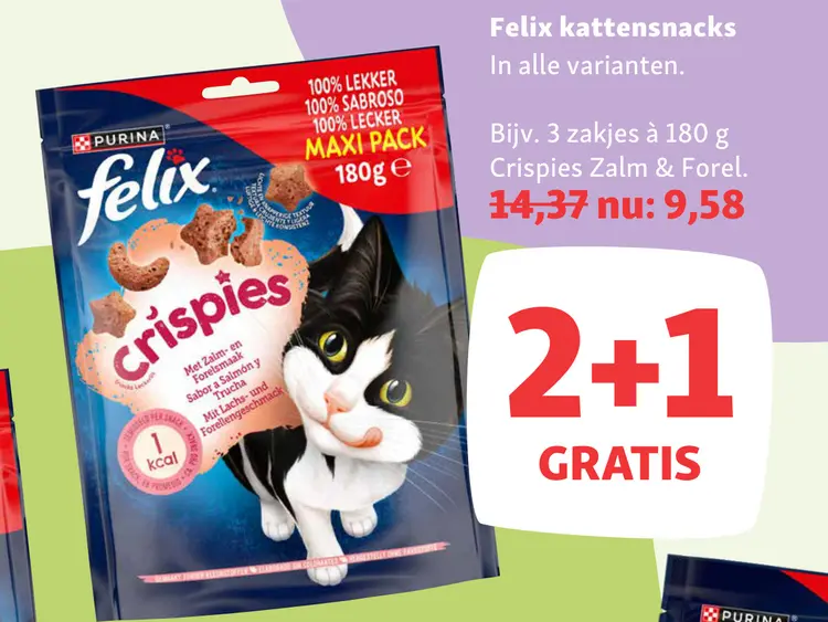 Aanbieding: Felix kattensnacks Crispies Zalm & Forel