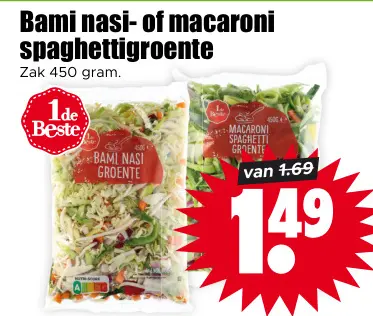 Aanbieding: Bami nasi- of macaroni spaghettigroente