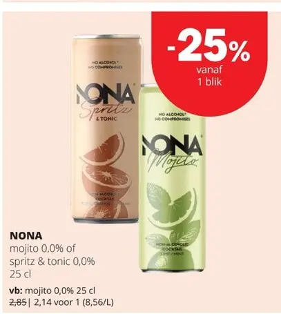 Promotie: Mojito 0,0% of Spritz & Tonic 0,0%