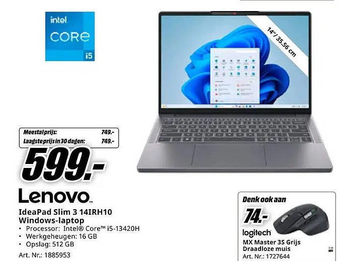 Aanbieding: IdeaPad Slim 3 14IRH10 Windows-laptop