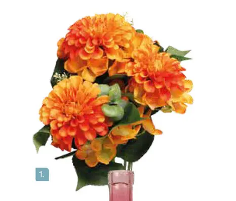 Offre: Bouquet de fleurs artificielles avec chrysanthèmes et hortensias orange