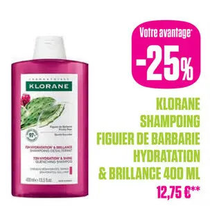 Offre: Klorane Shampoing Figuier de Barbarie Hydratation & Brillance 400ml