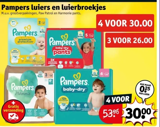 Aanbieding: Pampers luiers en luierbroekjes