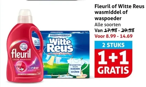 Aanbieding: Fleuril of Witte Reus wasmiddel of waspoeder