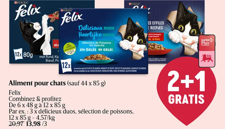 Offre: Aliment pour chats (sauf 44 x 85 g)