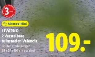 Aanbieding: 2 Verstelbare tuinstoelen Valencia