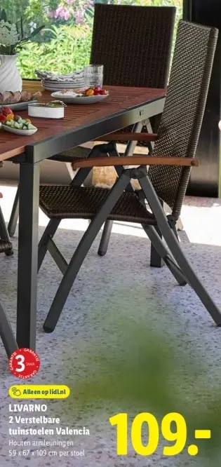 Aanbieding: 2 Verstelbare tuinstoelen Valencia