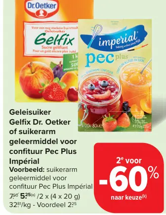Promotie: Geleisuiker Gelfix of suikerarm geleermiddel voor confituur Pec Plus Impérial