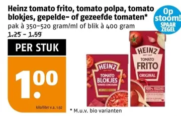 Aanbieding: Heinz tomato frito, tomato polpa, tomato blokjes, gepelde- of gezeefde tomaten
