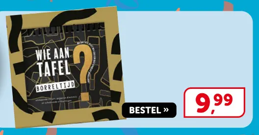Promotie: Wie aan tafel borreltijd