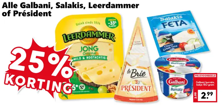 Aanbieding: Alle Galbani, Salakis, Leerdammer of Président