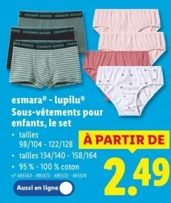 Offre: Sous-vêtements pour enfants, le set