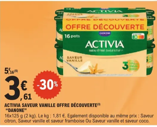 Offre: Activia saveur vanille offre découverte