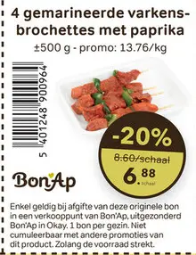 Promotie: 4 gemarineerde varkensbrochettes met paprika