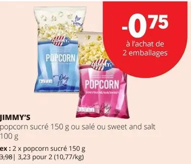 Offre: Popcorn sucré, salé ou sweet and salt