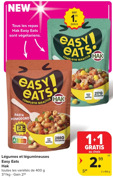 Offre: Légumes et légumineuses Easy Eats