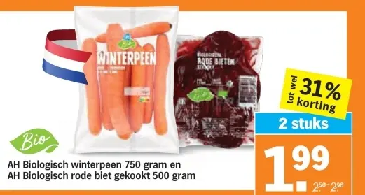Aanbieding: winterpeen en rode biet gekookt