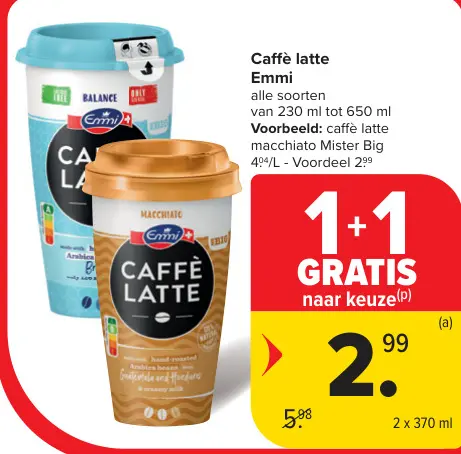 Promotie: Caffè latte