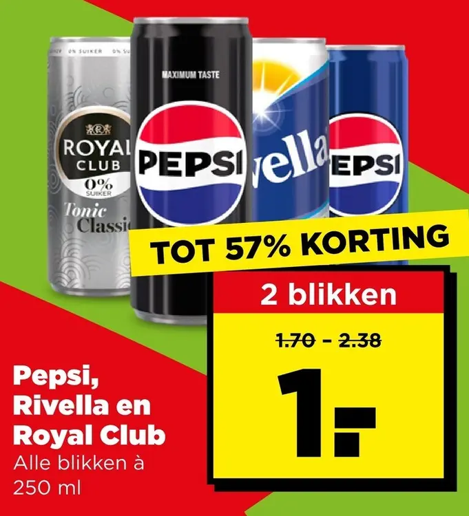 Aanbieding: Pepsi, Rivella en Royal Club