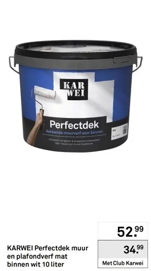 Aanbieding: Perfectdek muur en plafondverf mat binnen wit