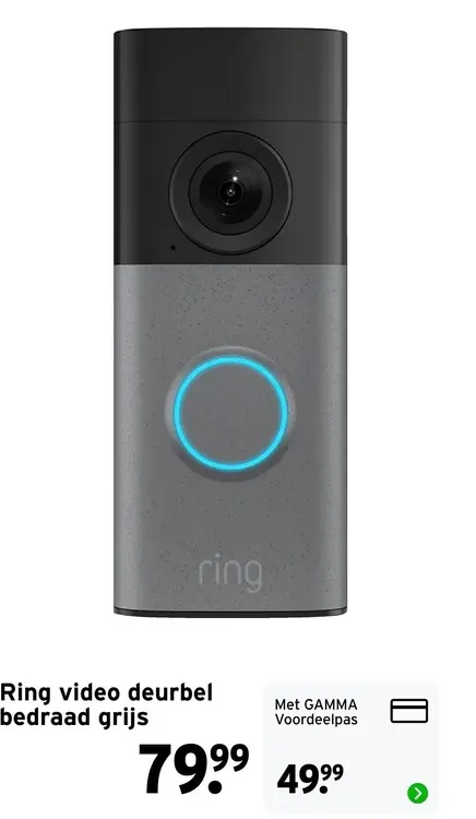 Aanbieding: Ring video deurbel bedraad grijs