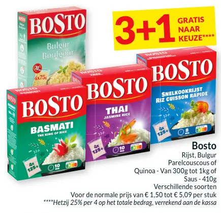 Promotie: Rijst, Bulgur Parelcouscous of Quinoa - Saus