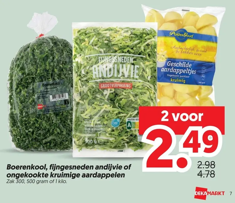 Aanbieding: Boerenkool, fijngesneden andijvie of ongekookte kruimige aardappelen