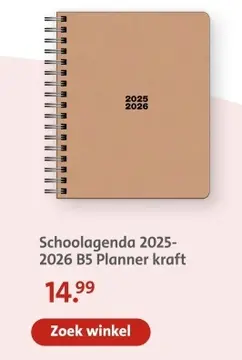 Aanbieding: Schoolagenda 2025-2026 B5 Planner kraft