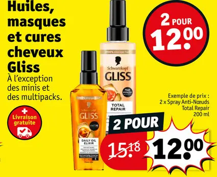 Offre: Huiles, masques et cures cheveux