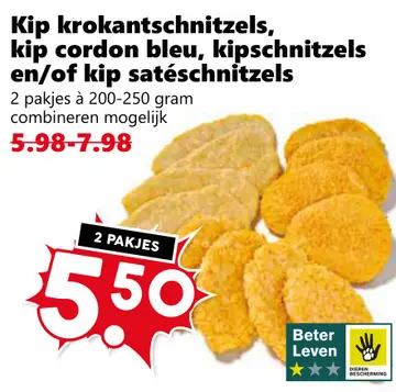 Aanbieding: Kip krokantschnitzels, kip cordon bleu, kipsc