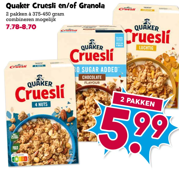 Aanbieding: Cruesli en/of Granola
