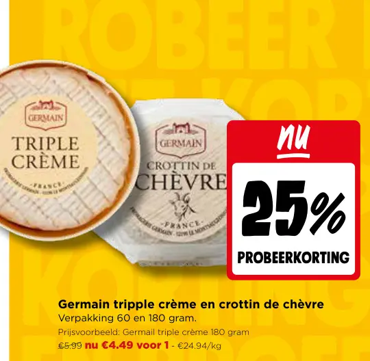 Promotie: Germain tripple crème en crottin de chèvre