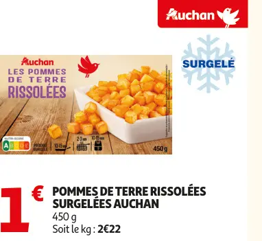 Offre: Pommes de terre rissolées surgelées