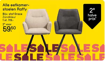 Aanbieding: Eetkamerstoel Raffy - stof - zand
